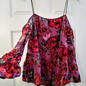 Floral Velvet Off Shoulder Top by Forever21